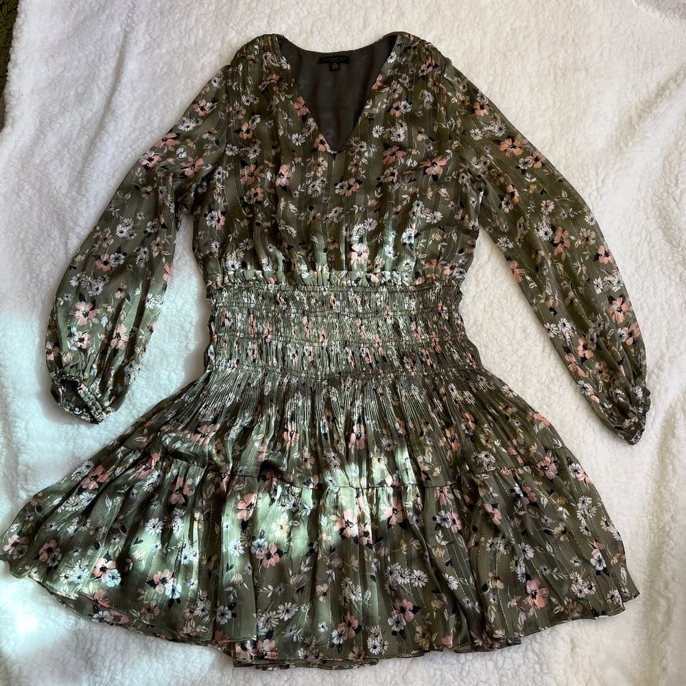 Olive Floral Current Air Dress in Size M